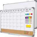 Whiteboard Calendar for Wall 36x24 Inch, EAONE Dry Erase Board with Calendar and Cork Board Combo, Double Sided/Magnetic/Aluminum Framed, Wall Mounted Monthly Planner Organizer for Home Office School
