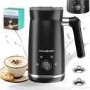 HAUSHOF Electric Milk Frother, 4-in-1 Milk Frother and Steamer, Large Capacity, Automatic Warm and Cold Foam Maker and Milk Warmer for Coffee, Latte, Macchiato, Cappuccino, Hot Chocolate, Black