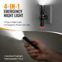 4 in 1 Plug in Emergency Flashlight Rechargeable LED Night Light with Motion Sensor for Power Outage Home Safety Portable Work Light Removable Torch for Camping and Indoor Use (2 Pack)