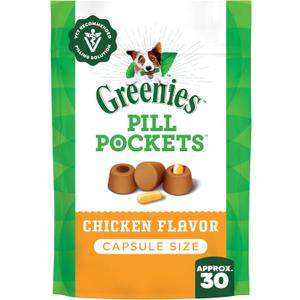 Greenies Pill Pockets for Dogs Large Size, Soft Dog Treats, Chicken Flavor, 7.9 oz. Pouch (30 Treats) (BB: February 16, 2026)