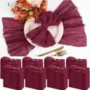 100 Pieces Cloth Napkins Burgundy Dinner Cheesecloth Napkins for Wedding,Wrinkled Cloth Napkins Bulk for Home Party Rustic Table Decoration, 17 x 17 Inch