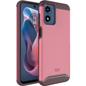 TUDIA Merge Motorola Moto G Play 4G 2024 Case - Dual Layer, Shockproof, Military Grade, Slim, Non-Slip, Heavy Duty Protective Phone Case - Protector Phone Cover - Smokey Pink