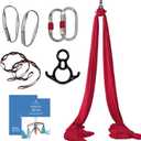 Aerial Silks Starter Kit - Durable 9 Yards of Aerial Yoga Hammock with Hardware & Guide - Aerial Swing for Acrobatic Flying Yoga & All Levels (Aerial Rigging Point Up to 13ft) (Plum)