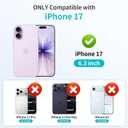 2 x SAMONPOW for iPhone 17 Phone Case with Card Holder iPhone 17 Wallet Case 6.3 inch Heavy Duty Protective Shockproof Dual Layer Hidden Card Slot Slim Cover for Women Men, Gray Purple