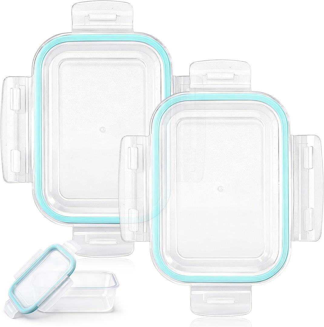 2 Pcs 2/3/5 Cups Plastic Food Storage Lid with Green Gasket Leakproof Airtight Lockable Replacement Clear Storage Lid for Kitchen Bowl