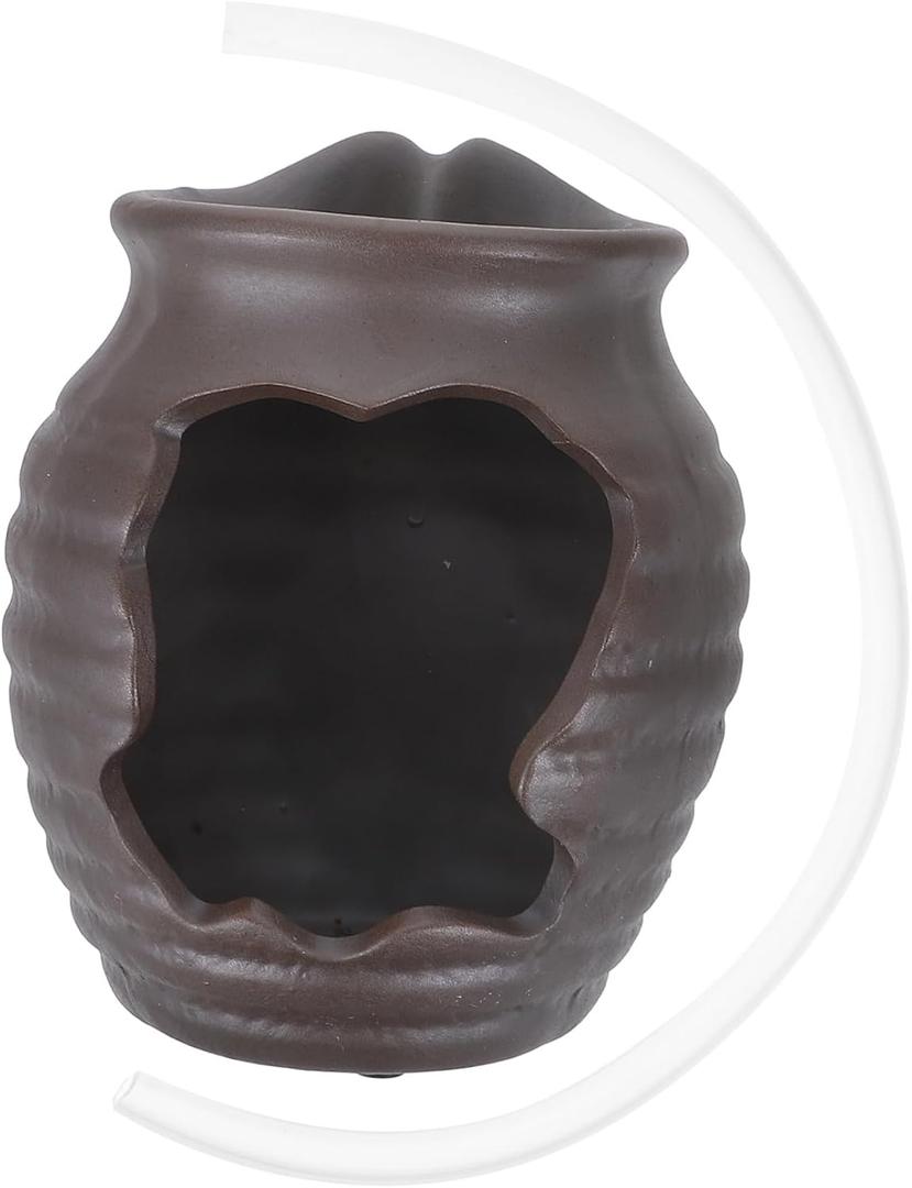 Mikikit Ceramic Fountain Jar with Flowing Water Circulation for Garden and Fish Tank Small Brown Open Top Pot Fountain Decor for Courtyard Hydroponic Planter Natural Relaxing Waterfall Mikikit Ceramic Fountain Jar with Flowing Water Circulation for Garden and Fish Tank Small Brown Open Top Pot Fountain Decor for Courtyard Hydroponic Planter Natural Relaxing Waterfall