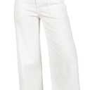 Astylish Women's High Waisted Wide Leg Jeans Stretch Denim Pants Double Button Trousers with Patch Pockets (8, White)
