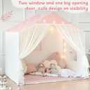 Kids Play Tent with Mat, Playhouse Tent Indoor Toddler Girl Tent with Pompoms Door Curtains, Princess Tents Children Play House Birthday Toy House Gift, Play Cottage (Pink)