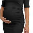 Cool Fabric Maternity Dress Ruched Pregnancy Clothes Summer Casual Dresses 2026, S