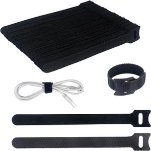 2 x 60PCS 8 Inch Reusable Cable Ties Black, Adjustable Cable Straps, Cable Tie Management, Cable Tidy for Desktop Charging Cables, Home and Office
