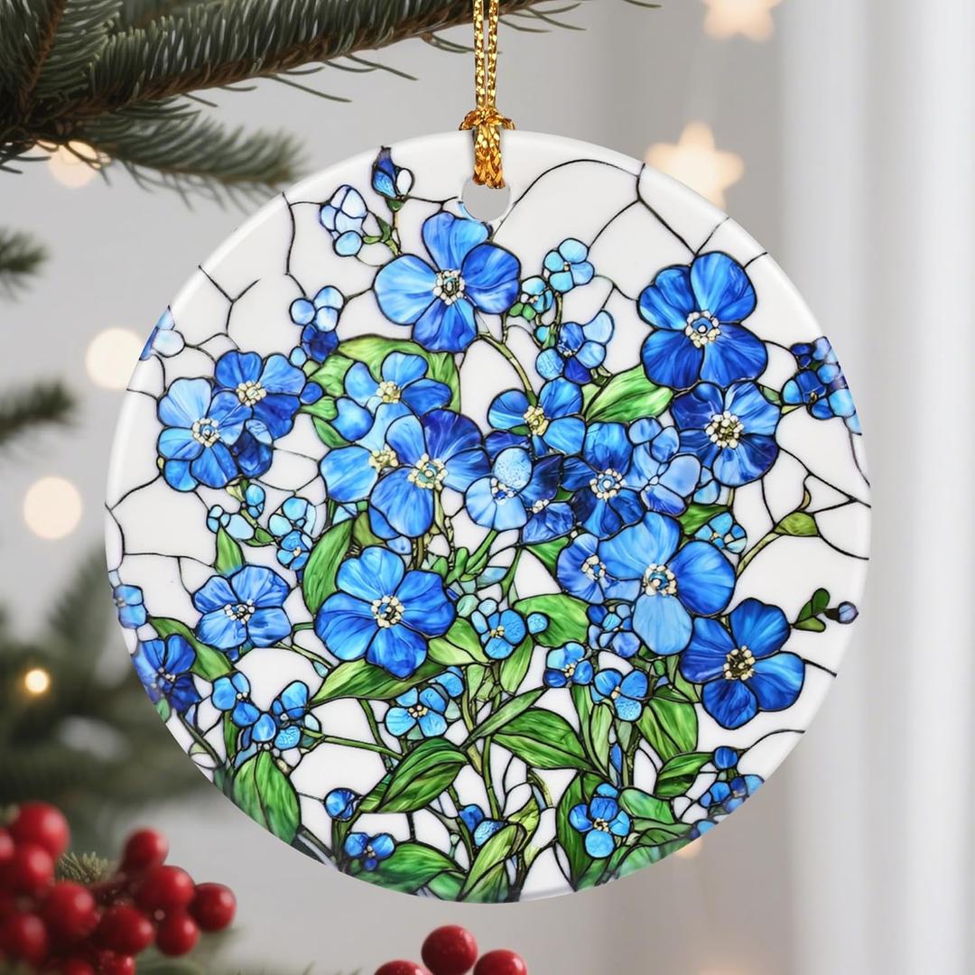 Christmas Ornaments, Flower Ornament, Christmas Tree Ornaments, Xmas Decorations, Holiday Decorations, Flower Theme Gifts, Holiday Party Gifts, and Xmas Gift Ideas - Forget-Me-Not