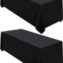 Surmente 2 Pack Black Tablecloth 90 x 132-inch Rectangular Polyester Table Cloth for Weddings, Banquets, or Restaurants