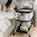 Fodoss Baby Bassinet Bedside Sleeper with Wheels and Storage Tray,4-Sided Mesh Bedside Bassinet for Infant/Newborn,7 Height Adjustable Easy Folding Bedside Crib