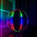 Alpine Corporation 13" H Indoor Hanging Christmas Ball Ornament with Multi-Colored LED Lights, Silver