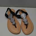 Luoika Women's Wide Width Flat Sandals, Flip Flop Thong Sandals Strappy Rhinestone Comfortable Summer Beach Shoes for Women. (10 X-Wide, Black 813)