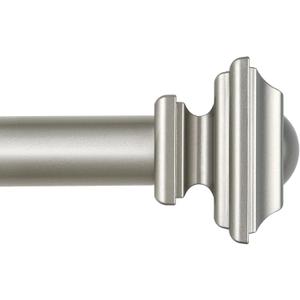 KAMANINA Curtain Rod 32 to 58 Inches (2.6-4.8ft), 1 Inch Adjustable Curtain Rods for Windows, Antique Silver Single Drapery Rods with Square Finials