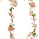 Lvydec Artificial Peony Flower Garland - 6ft Silk Peony Garland with Champagne and White Flowers for Wedding Party Table Decoration
