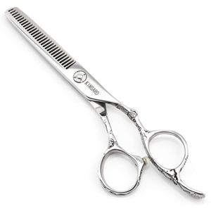 Hair Scissors 6 Inch Professional Barber Hair Thinning Scissors Thinning Shears 440C Barber Shears 30 Teeth Rose handle KINSARO for Hairdresser Barbershop or Home Use