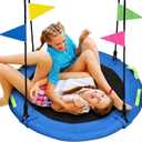 HeyZoo 48 inch Tree Swing, Larger Saucer Flying Swing for Whole Family, 900lbs Weight Capacity, with Adjustable Hanging Straps, for Outdoor Playground, Gifts for Kids, Blue