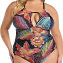 High Neck Keyhole Mio One Piece Swimsuit (16, Multi//Sunlit Soiree)