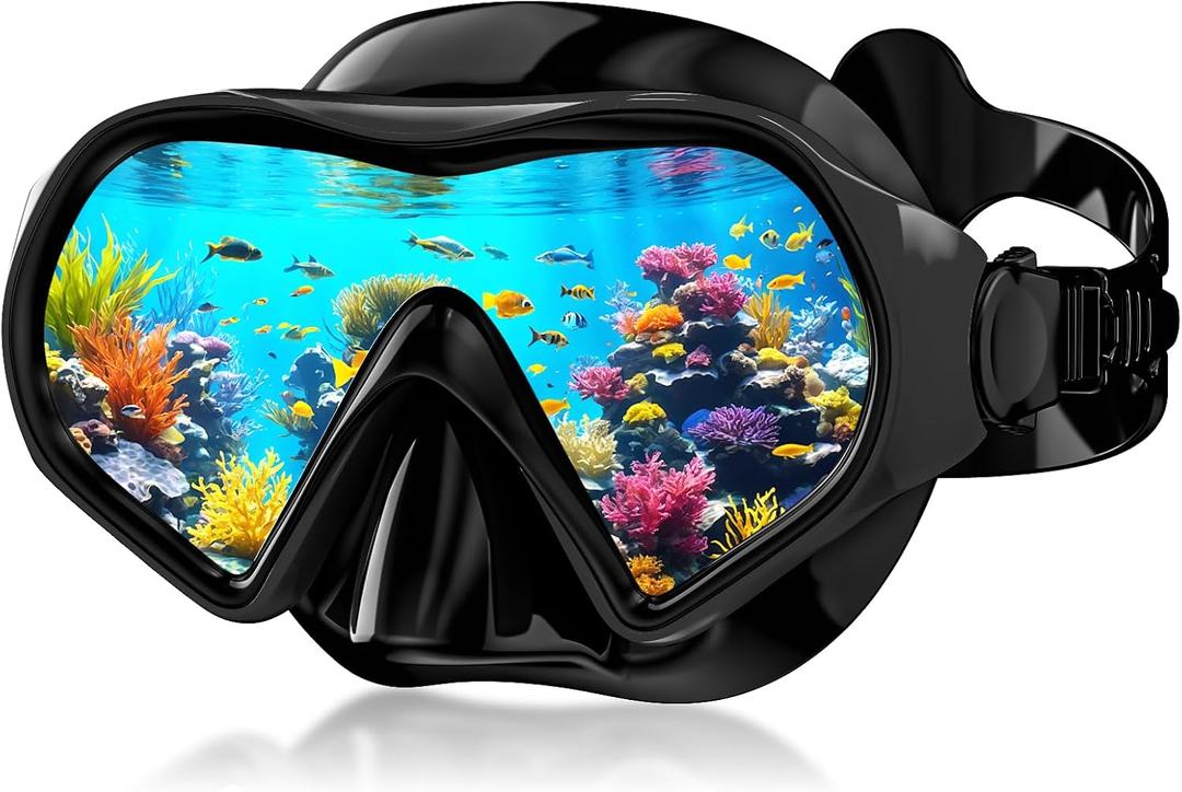 Aegend Snorkel Mask for Adults Youth Leak-Proof Swim Goggles 180 Panoramic Clear View Anti-Fog Scuba Diving Mask with 1S Underwater Adjustment for Snorkeling, Freediving & Swimming
