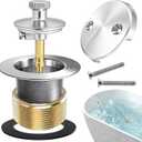 Universal All Metal Lift & Turn Black Bathtub Drain Kit with Fine/Coarse Thread Conversion Twist Trim Kit Assembly,Chrome Polished Tub Drain and Overflow Kit with 2-Hole Overflow Faceplate