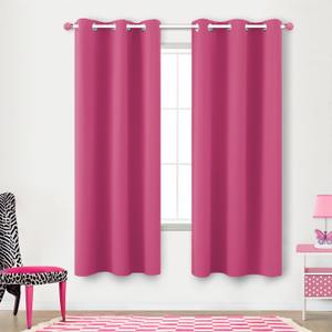 KOUFALL Kids Curtains for Bedroom,Blackout Short 63 Inch Length 2 Panels Dark Pink Curtains for Room Decor Teen Girls