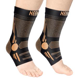 NEENCA Ankle Brace for Pain Relief, 2 Pack Compression Ankle Sleeves Set. Ankle Support Stabilizer for Achilles Tendonitis, Plantar Fasciitis, Joint Pain, Swelling, Arthritis, Sport - FSA/HSA Approved (Large, High Copper)