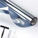 rabbitgoo One Way Window Privacy Film with Kit Window Tint for Home UV Heat Blocking Static Cling Sun Blocker Light Darkening Reflective Mirror Covering See Out Not in 17.5 in X 6.5 Feet Silver