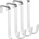 Over the Door Hooks 2Pcs L=5.5" Fit 1 3/8" Door Steel with White Rubber Coating Hanging Towel Robe Clothing Hanger for Bathroom Room Wreath Ironing Board Holder Cute Thin Single Heavy Duty