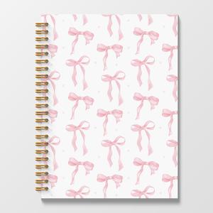 Pink Coquette Bow Spiral Journal Notebook 5.5x8.3, Preppy Spiral Journal Notebooks for School, Coquette Preppy School Supplies Notebooks, Pink Bow Journal for Women