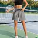 Women's Lounge Athletic Shorts with Pockets, 6.1" Sweat Shorts Women, Summer Casual Elastic Walking Running Shorts (Gray, XL)