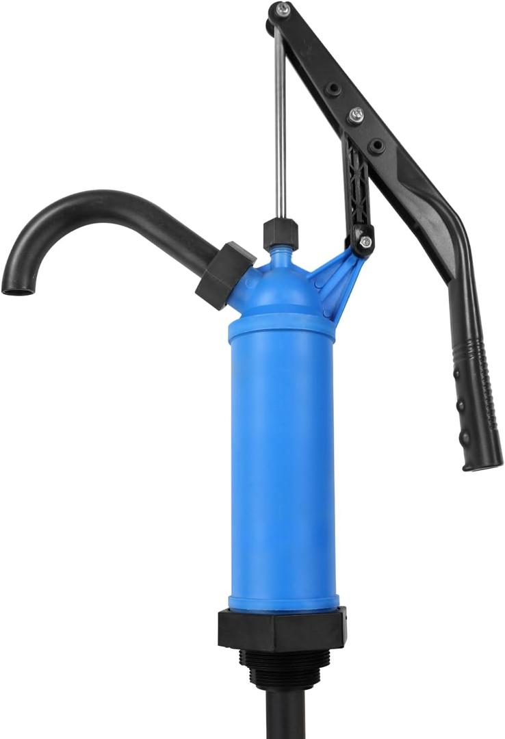 MaxWorks Lever Action Plastic Drum Pump 9 oz per Stroke High Volume Manual Dispenser Fits 15 to 55 Gallon Drums Chemical Resistant for Fuel Water Based Solutions and Acidic Fluids (51046)