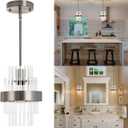 Pendant Light Fixtures, 7inch Modern Glass Pendant Lighting, Brushed Nickel Kitchen Island Pendant Lights, Height Adjustable Pendant Lighting (Brushed Nickel, 1 Pack)