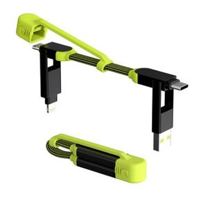 Rolling Square inCharge XL Pocket - 6-in-1 Portable Universal Charging Cable, USB-C, Lightning, USB-A and Micro USB, 100W Ultra-Fast Charging Power, 0.5ft/15cm, Black/Lime