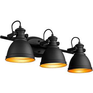 Industrial Bathroom Vanity Lamp, 3-Light Wall Mounted Vanity Lighting Fixture Over Mirror, Black Metal Frame, AD-2152-3W