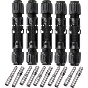 ZOOKOTO 1500V 1000V Solar PV Connector 50A Solid Tinned Copper Terminal Solar Panel Connector PV Plug Tinned Copper Pins IP68 Waterproof 6 Pairs (10mm2 (8AWG)) (8GA)