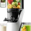 Canoly C16 Cold Press Juicer, 6" Extra Wide Feed Chute, 3-IN-1 Strainers (Juice & Sorbet & Nut Milk), Powerful AC Brushless Motor, Self Precut System, Juicer Machines with BPA-Free (Pearl White)