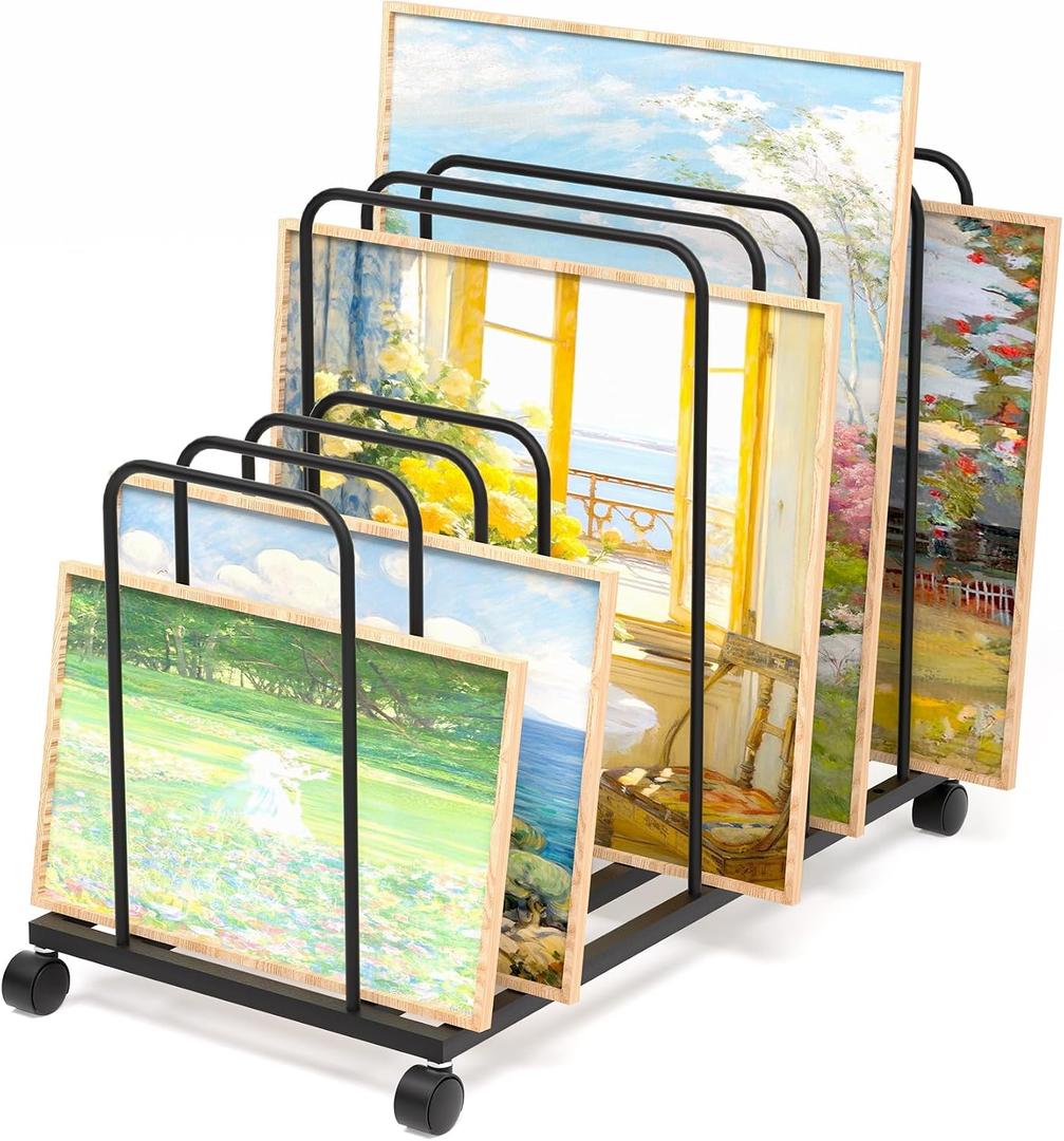 Art Canvas Storage Rack, Adjustable Art Storage Rack, Art Drying Rack Metal Storage Stand, Art Print Display Rack With Wheels for Large Canvas Boards, Panel, Crafts Drying & Print Racks