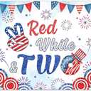 Fabric 72x43inch 4th of July Red White and Two Birthday Backdrop | Independence Day Patriotic Fireworks Star Stripe Photography Background, Newborn Party Decorations, Photo Props