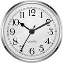 Hicarer 3-1/2 Inch (90 mm) Quartz Clock Fit-up/Insert with Arabic Numeral (Silver)