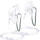 ANSNF 2 Pack Oxygen Mask for Face Adult with 6.6' Tube & Adjustable Elastic Strap - Size M+L (Clear) - NO CUP