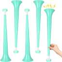 4 Pieces Green Stadium Horn Noisemakers for Adult, 21 Inch Vuvuzela Plastic Trumpet, St. Patricks Day Party, Light Green