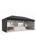 10x20 Pop Up Canopy Tent with 4 Sidewalls, Heavy Duty Outdoor Canopy UPF 50+ All Season Waterproof Commercial Street Vendors Party Tents with Roller Bag, 8 Stakes & 6 Sandbags, Black