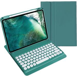 Keyboard Case for iPad Air 11 inch 2025(M3)/2024(M2)/Air 5/Air 4 with Pencil Holder, Cute Candy Color Round Key Detachable Keyboard aslo for iPad Pro 11 4th/3th/2nd/1st Gen ,Teal