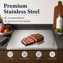 Stainless Steel Cutting Board with Lip, L-shaped Metal Chopping Board for Kitchen, Large Cutting Board for Meat, Fruits, Vegetables, Bread & Dough Rolling, Dishwaher Safe (19.7“L x 15.7”W)