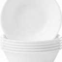 Corelle Vitrelle 6-Piece Soup/Cereal Bowl Set Triple Layer Glass and Chip Resistant, 18-Oz Lightweight Round Bowls, Winter Frost White