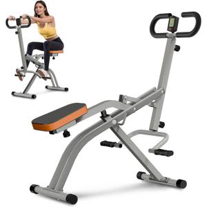 Squat Machine for Home, Squat Assist Trainer with Adjustable Resistance, Foldable Rowing Machine, LCD Display, Exercise Trainer with 265LBS Capacity for Glutes Legs Workout (Grey)