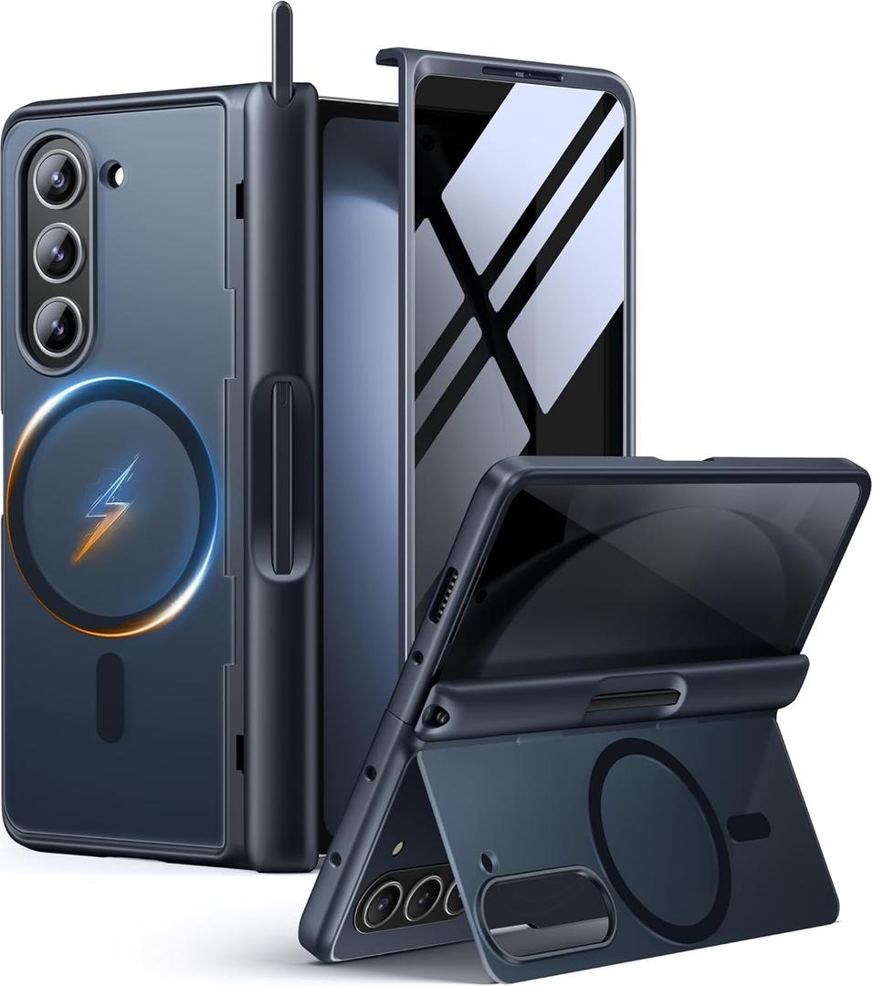 MOBOSI for Z Fold 5 Case with Privacy Screen Protector [Compatible with Magsafe], [Built-in Kickstand & Full Body Hinge Protection] Shockproof Phone Cover for Samsung Galaxy Z Fold5, Black