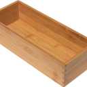 Lipper International Bamboo Wood Utensil Holder Storage Box for Cooking Tools, Makeup, or Office Supplies, 5" x 12" x 3"